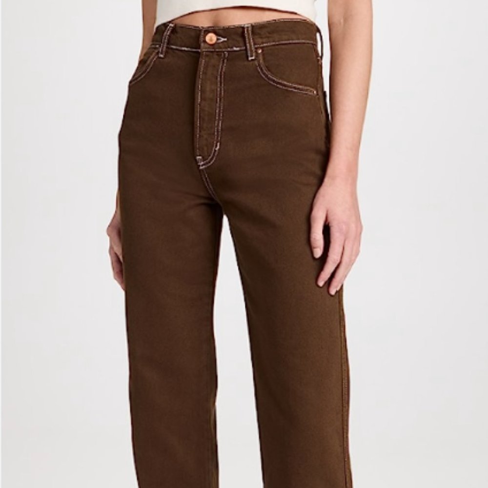 Reformation Brown High-Rise Straight Jeans